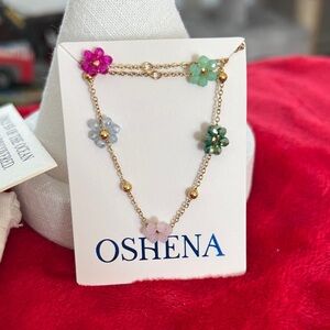Oshena designer beachwear Gold Floral necklace